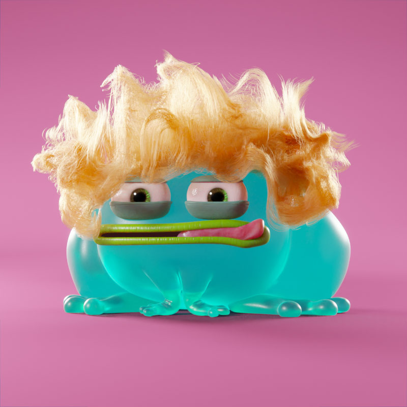 Selected turquoise Croakz character with blond hair