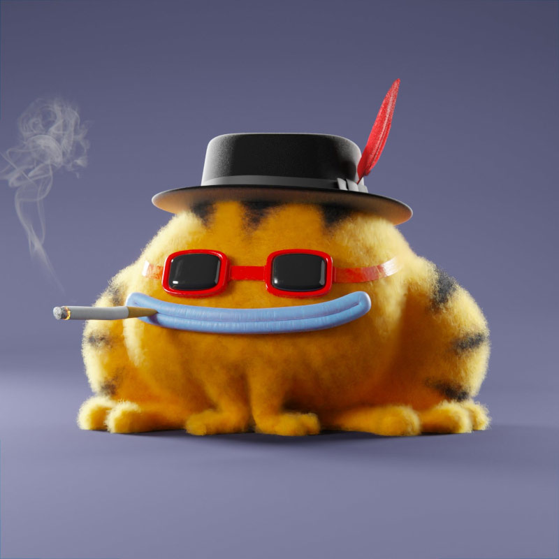 Yellow Croakz character wearing a feathered hat