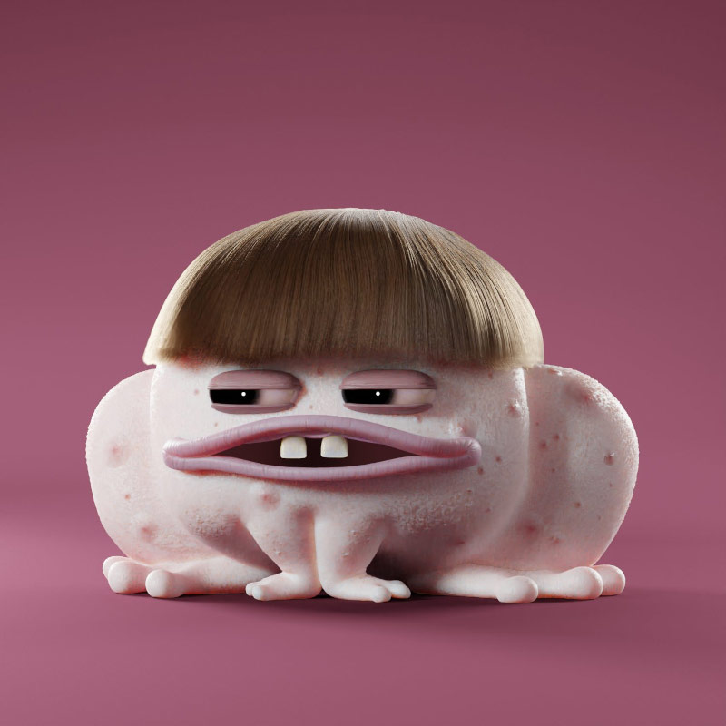 Selected pale Croakz character with a bowl haircut