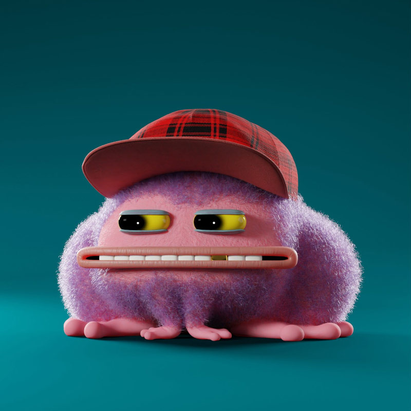 Selected pink Croakz character wearing a red plaid cap