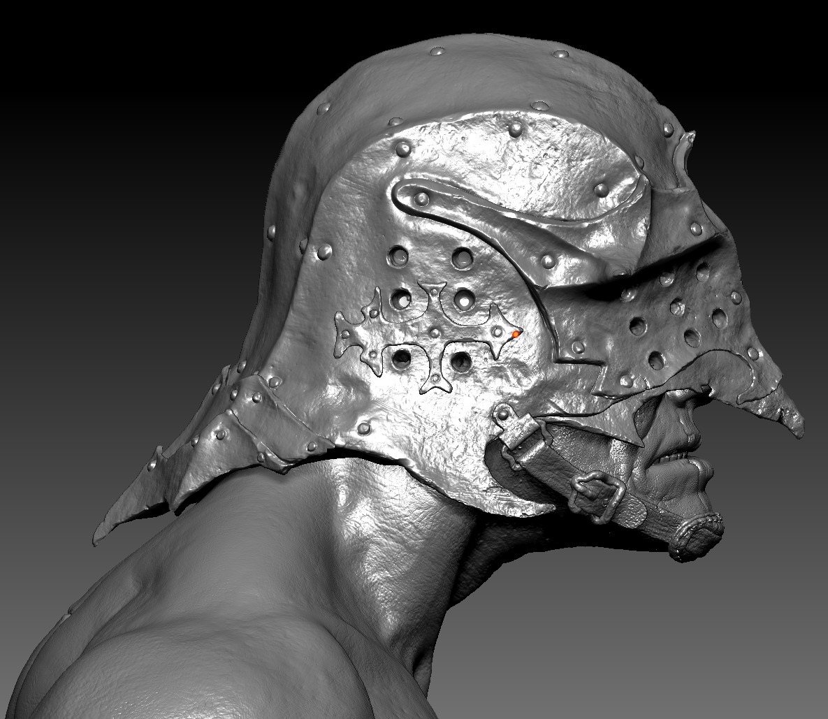 Sallet Man digital sculpt profile