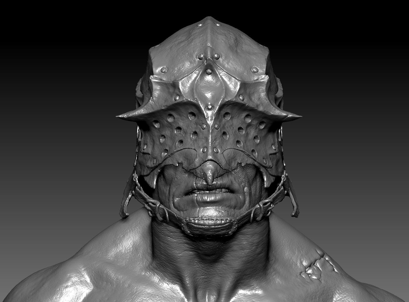 Sallet Man digital sculpt front view